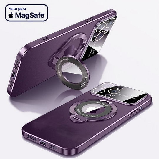 Capa para iPhone Magsafe com Suporte Magnético e Proteção de Lente