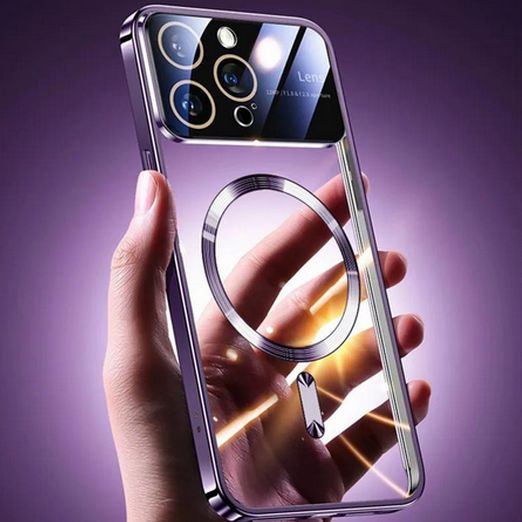 Capa Magsafe Para iPhone Transparente com Protetor de Lente de Vidro