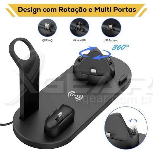 Estação de Carregamento Rápido 7 em 1 a 30W para iPhone, Apple Watch e Airpods Pro