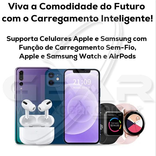 Carregamento Inteligente: Estação 3 em 1 Ultra Rápida para iPhone e Samsung