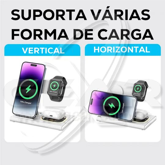 Carregamento Inteligente: Estação 3 em 1 Ultra Rápida para iPhone e Samsung