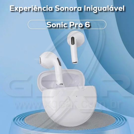 Sonic Pro 6 Fones de Ouvido Sem Fio TWS Bluetooth Mini Pods