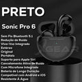 Sonic Pro 6 Fones de Ouvido Sem Fio TWS Bluetooth Mini Pods