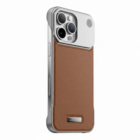 Capa Executiva de Couro Tecnológico para iPhone (13-17)