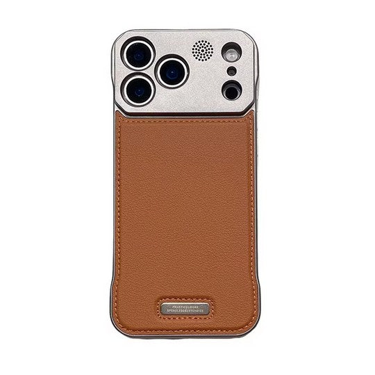 Capa Executiva de Couro Tecnológico para iPhone (13-17)