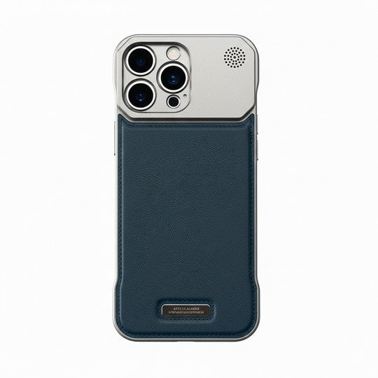 Capa Executiva de Couro Tecnológico para iPhone (13-17)