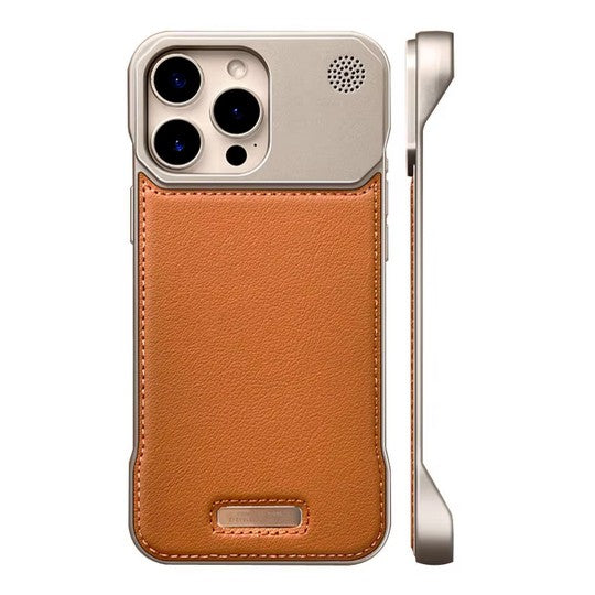 Capa Executiva de Couro Tecnológico para iPhone (13-17)