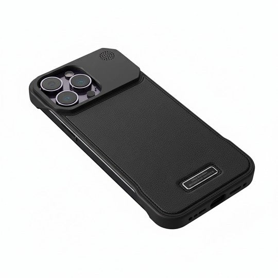 Capa Executiva de Couro Tecnológico para iPhone (13-17)