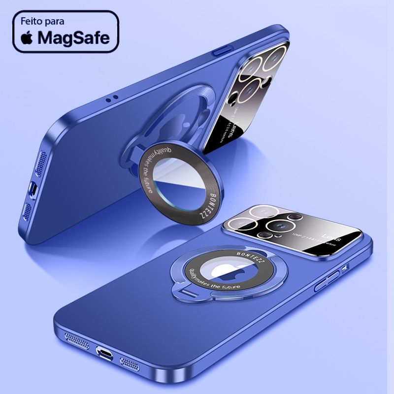 Capa para iPhone Magsafe com Suporte Magnético e Proteção de Lente