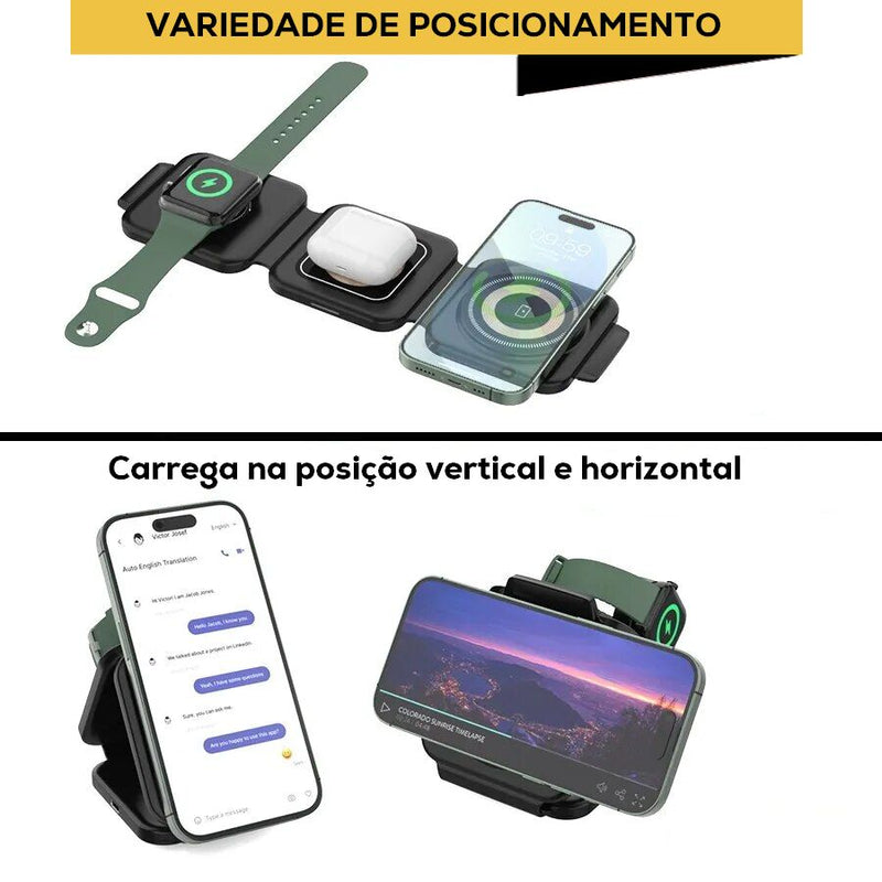 Estação de Carregamento 3 em 1 Magnético Sem Fio